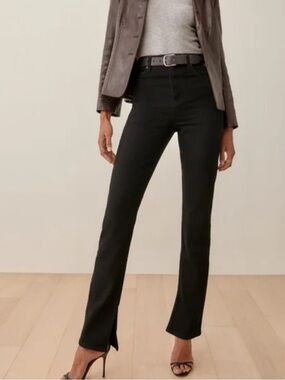 Reformation Liza Slit Hem High Rise Straight Long Jean